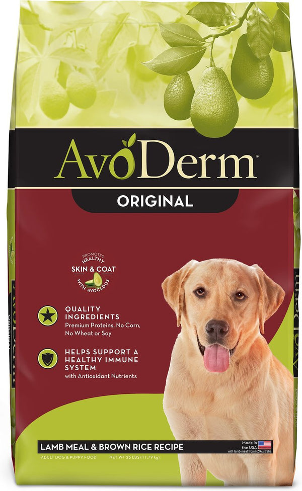 AvoDerm Original Lamb Meal & Brown Rice Recipe Adult Dry Dog Food, 26 lbs