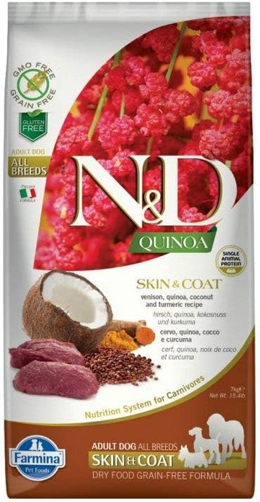 Farmina Natural & Delicious Quinoa Functional Skin & Coat Venison Adult Dog, 15.4 lbs