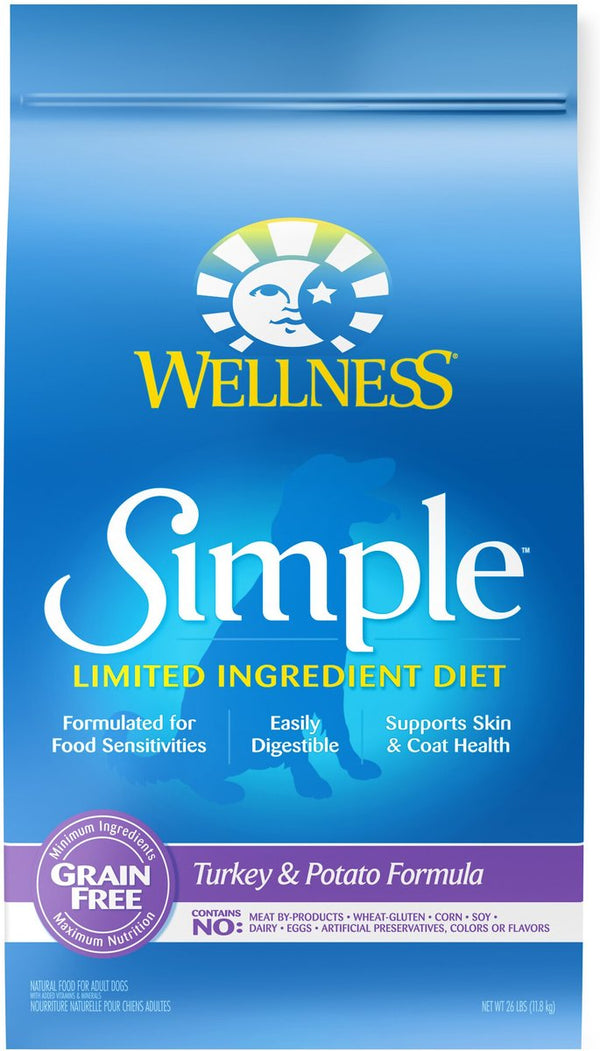 Wellness Simple Limited Ingredient Diet Grain-Free Turkey & Potato Formula Dry Dog Food, 26 lb