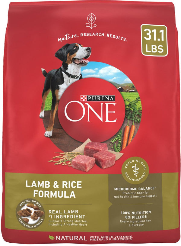 Purina ONE Natural SmartBlend Lamb & Rice Formula Dry Dog Food, 31.1 lb