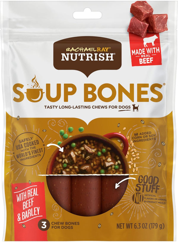 Rachael Ray Nutrish Soup Bones Beef & Barley Flavor Chews Dog Treats, 6.3 oz