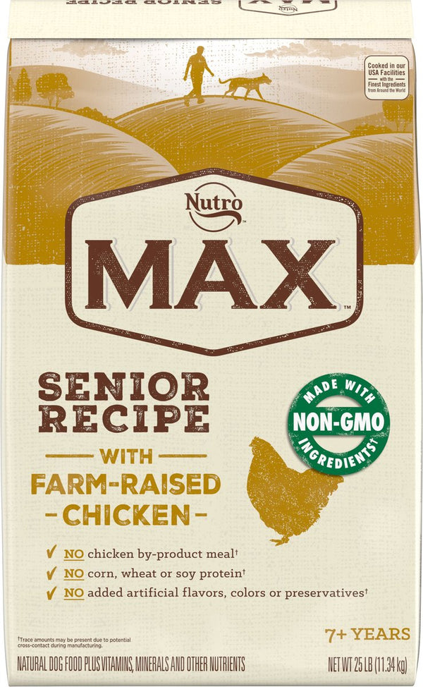 Nutro Max Senior Farm-Raised Chicken Recipe Natural Dry Dog Food, 25 lb