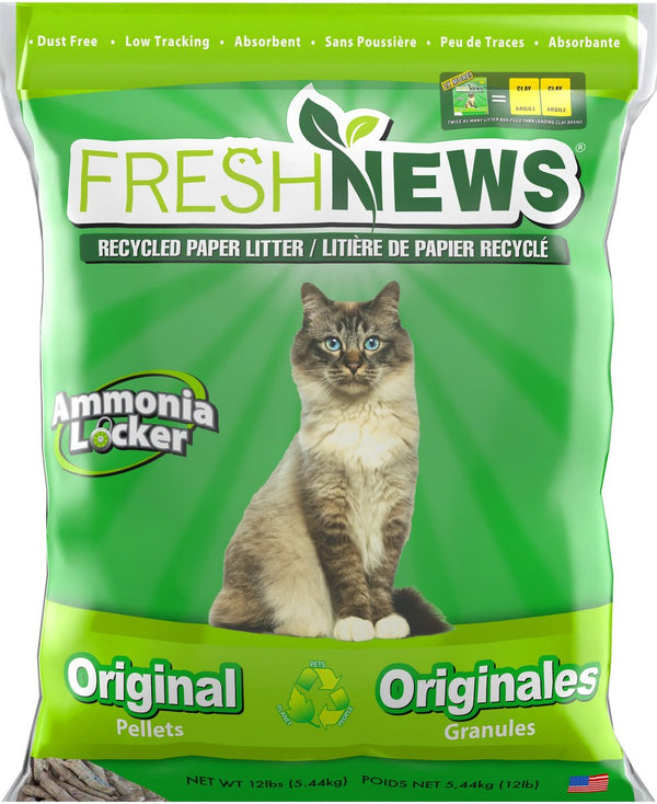 Fresh News Unscented Non-Clumping Paper Cat Litter, 12 lbs