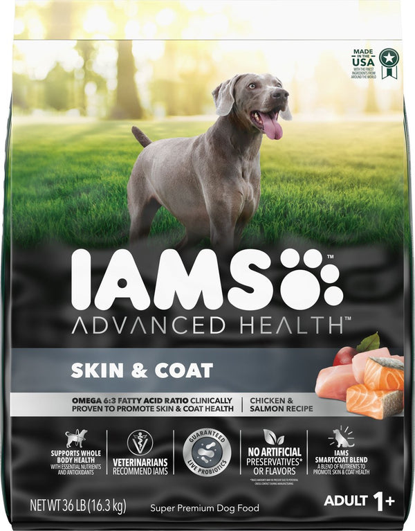 Iams Advanced Health Skin & Coat Chicken & Salmon Recipe Adult Dry Dog Food, 36 lbs