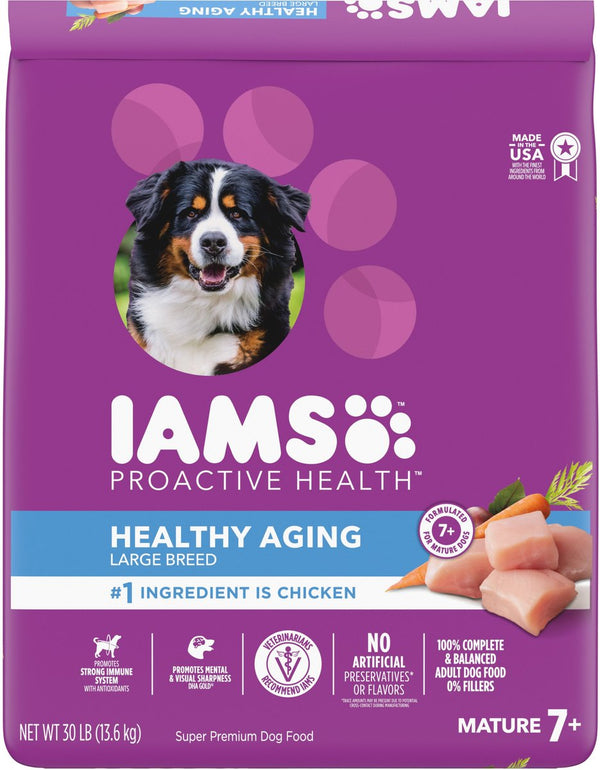 Iams Healthy Aging Mature & Senior Large Breed with Real Chicken Dry Dog Food, 30 lbs