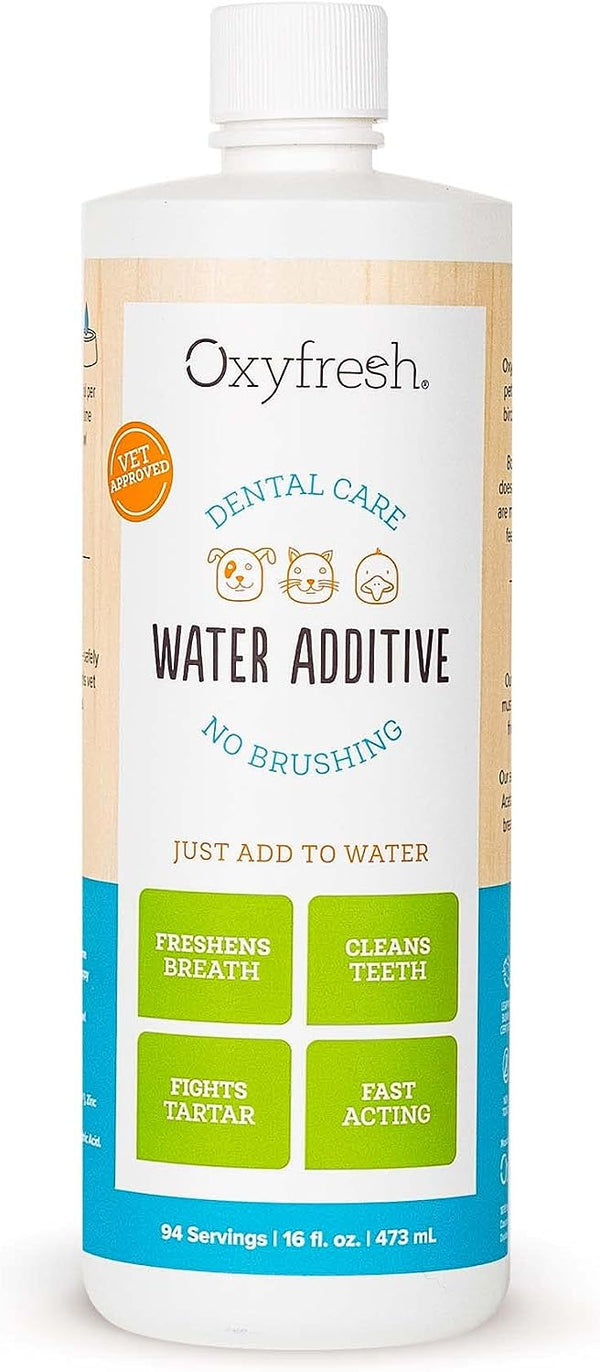 Oxyfresh Premium Pet Dental Care Solution Pet Water Additive: Best Way to Eliminate Bad Dog Breath and Cat Bad Breath, 16 oz