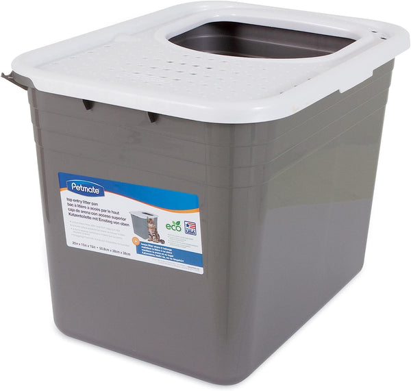 Petmate Top Entry Litter Cat Litter Box With Filter Lid To Clean Paws