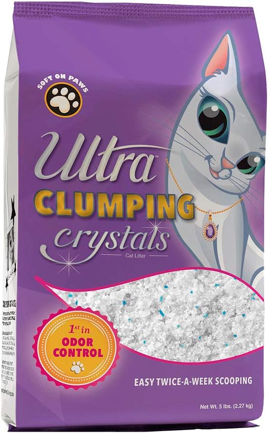 Ultra Pet Clumping Crystal Cat Litter, White Crystals with Multicolor Crystals, 5 lbs