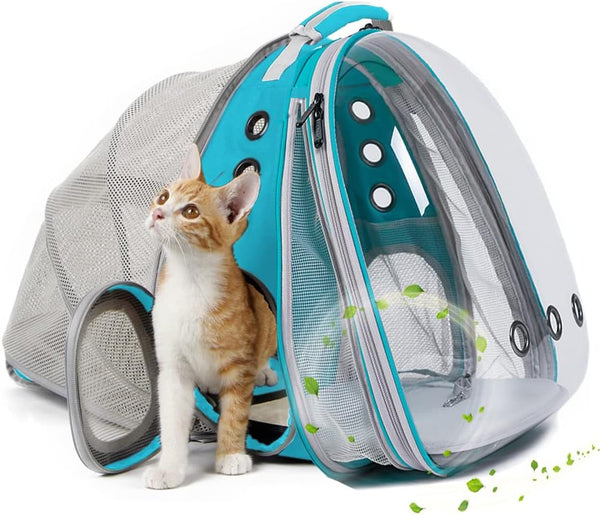 Dual Expandable Cat Backpack Carrier, Fit up to 20 lbs, GREEN