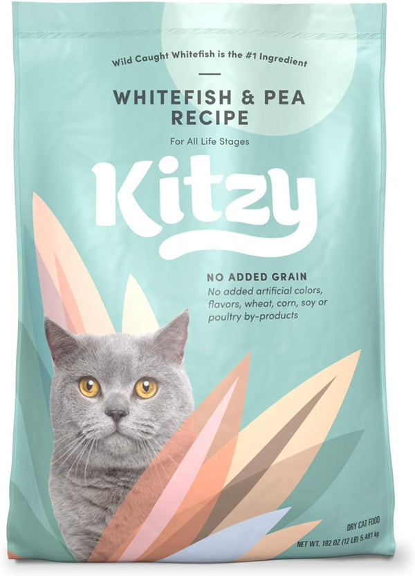 Kitzy Dry Cat Food, Whitefish and Pea Recipe, Grain-Free, 12 lb