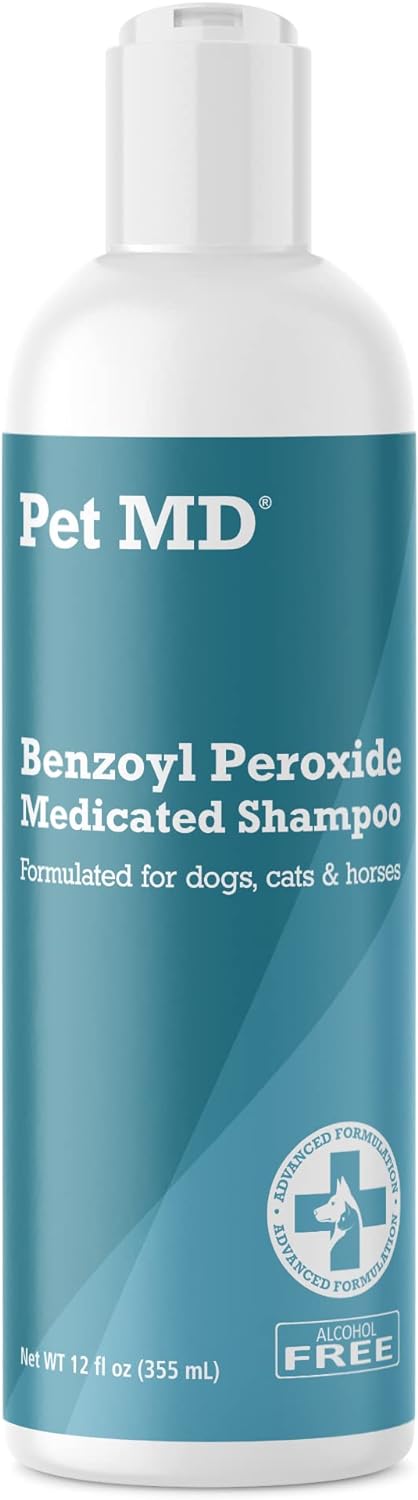 Pet MD Benzoyl Peroxide Medicated Shampoo for Dogs and Cats, 12 oz