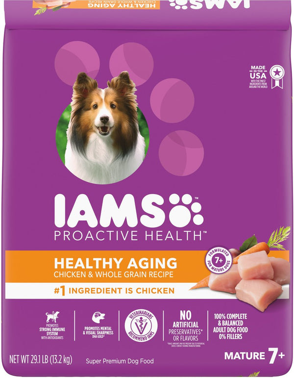 Iams Proactive Health Healthy Aging Mature & Senior Formula with Real Chicken Dry Dog Food, 29.1 lbs