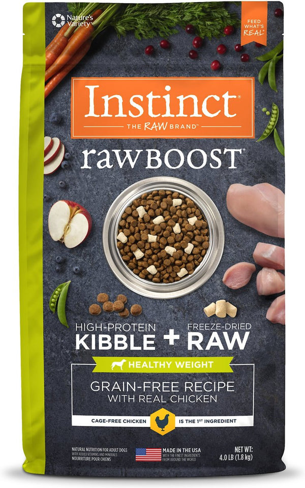 Instinct Raw Boost Healthy Weight Grain-Free Chicken & Freeze-Dried Raw Pieces Recipe Dry Dog Food, 20 lb