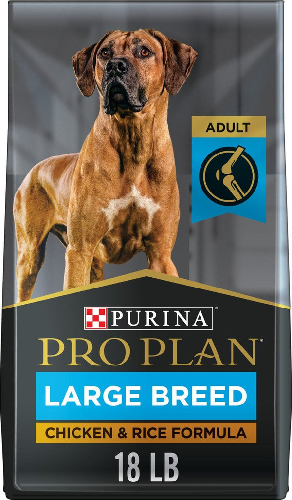 Purina Pro Plan Adult Large Breed Chicken & Rice Formula Dry Dog Food, 18 lbs