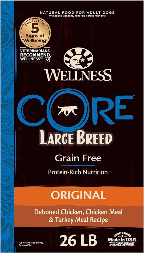 Wellness CORE Grain-Free High-Protein Large Breed Adult Dry Dog Food, 26 lbs