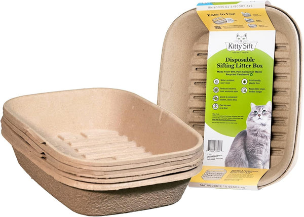 Kitty Sift Disposable Cat Litter Box Kit - Large, 6-Set Kit