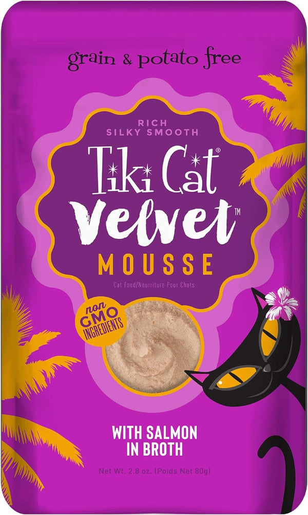 Tiki Cat Velvet Mousse Salmon in Broth, 2.8 oz. Pouch (Pack of 6)