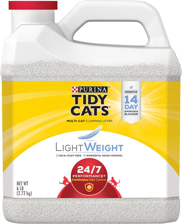 Purina Tidy Cats Light Weight, Low Dust, Clumping Cat Litter, 24/7 Performance, 6 lb Jug