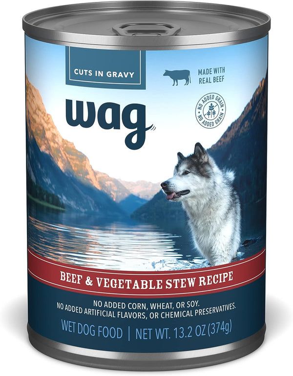 Wag Stew Canned Dog Food, Beef & Vegetable Recipe, 13.2 oz Can, Pack of 12