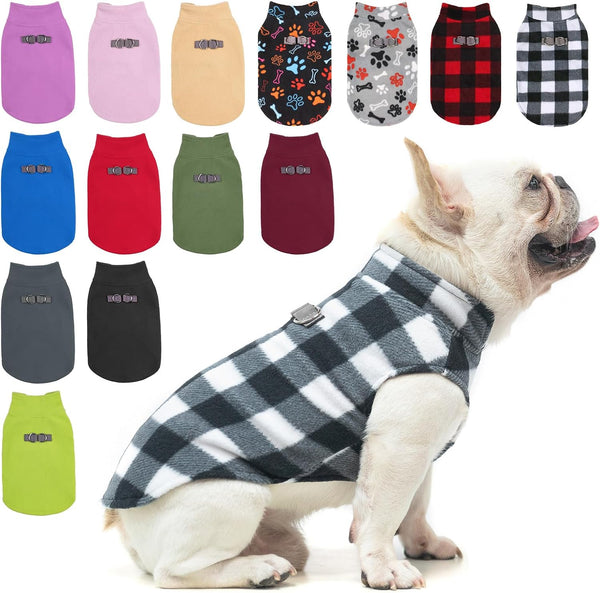 BEAYTYZOO Small Dog Sweater Fleece Vest Winter Jacket, Large, Black & White Plaid