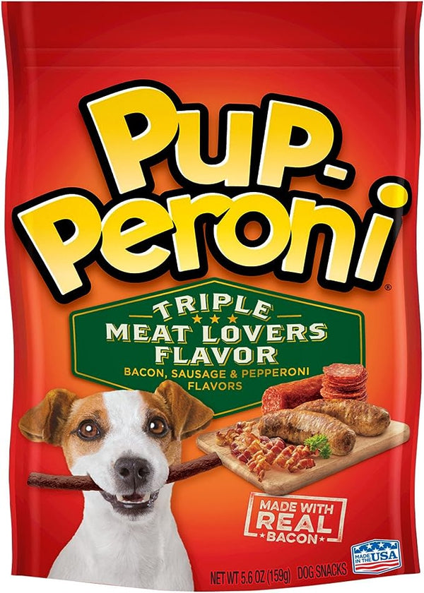 Pup-Peroni Triple Meat Lovers with Bacon, Sausage and Pepperoni Flavor Dog Snacks, 5.6 oz