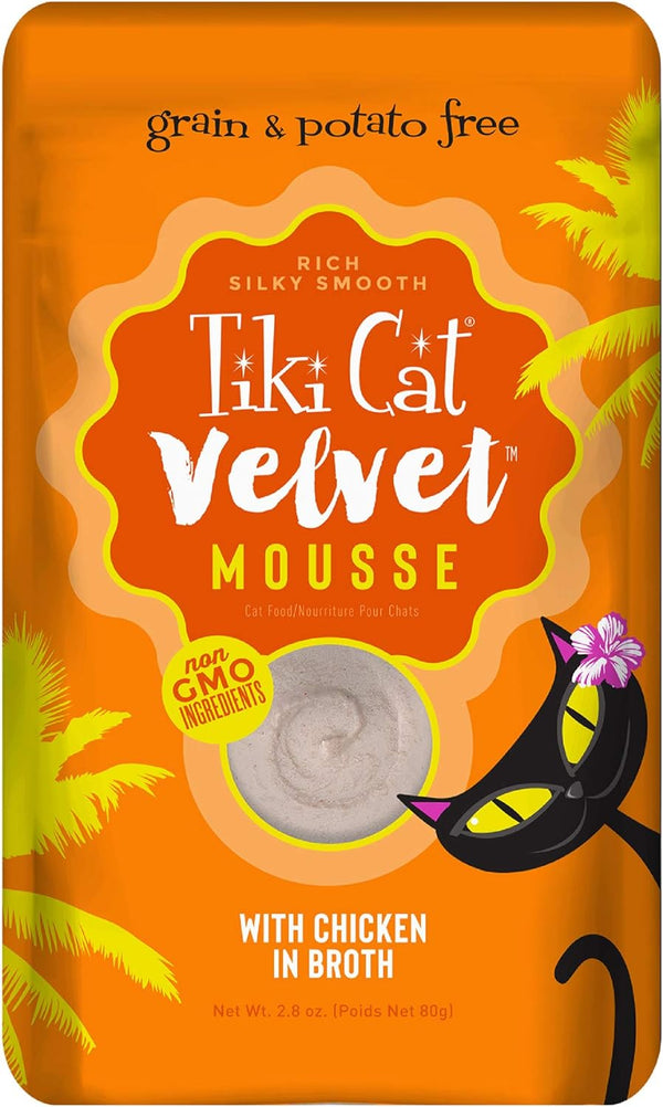 Tiki Cat Velvet Mousse Chicken in Broth, 2.8 oz. Pouch (Pack of 6)