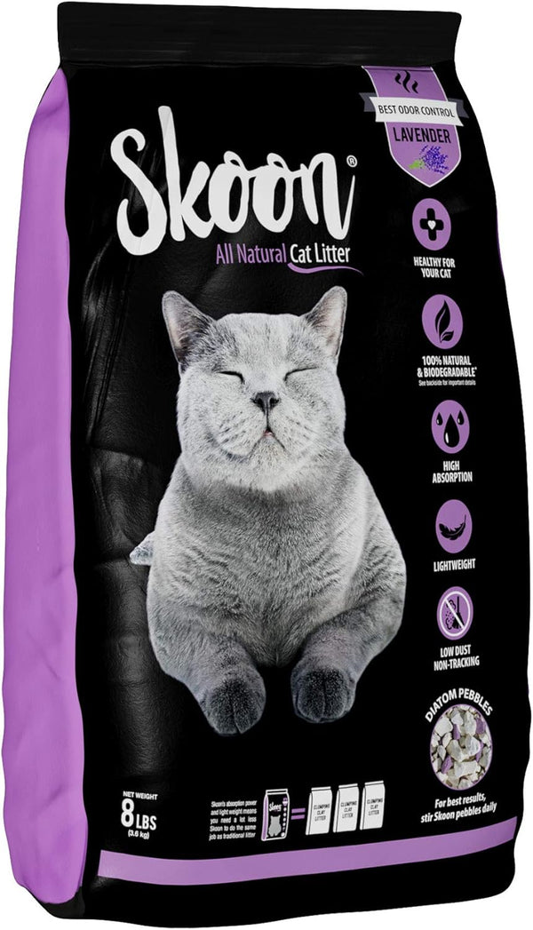Skoon All Natural Lavender Scented Non-Clumping Cat Litter, 8 lbs