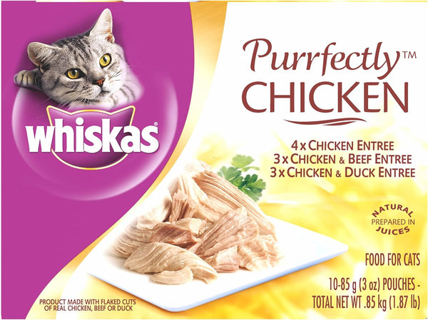 Whiskas Purrfectly Chicken Variety Pack Food for Cats (case of 10)