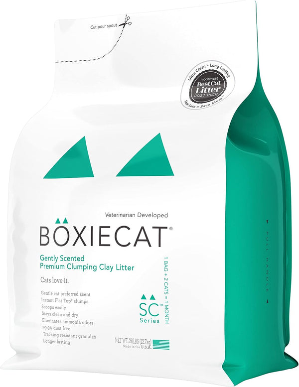 Boxiecat Premium Clumping Clay Cat Litter, Gently Scented, 28 lbs