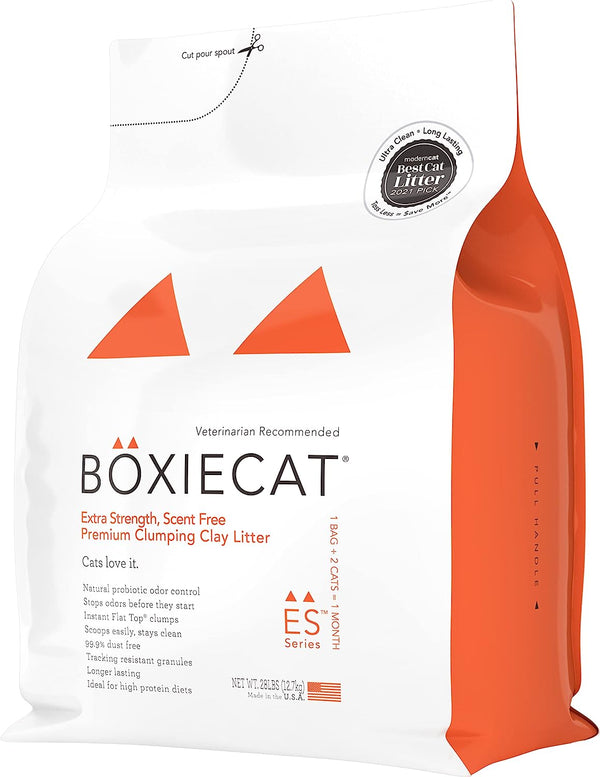 Boxiecat Premium Clumping Clay Cat Litter, Extra Strength Formula, 28 lbs