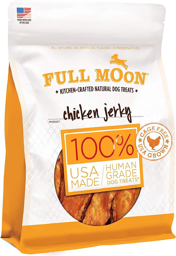 Full Moon Chicken Jerky Healthy All Natural Dog Treats Human Grade Made in USA Grain Free 12 oz