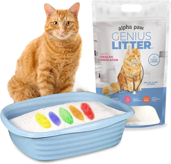 Alpha Paw Genius Cat Litter with 5-Color Health Indicator, 6 lbs