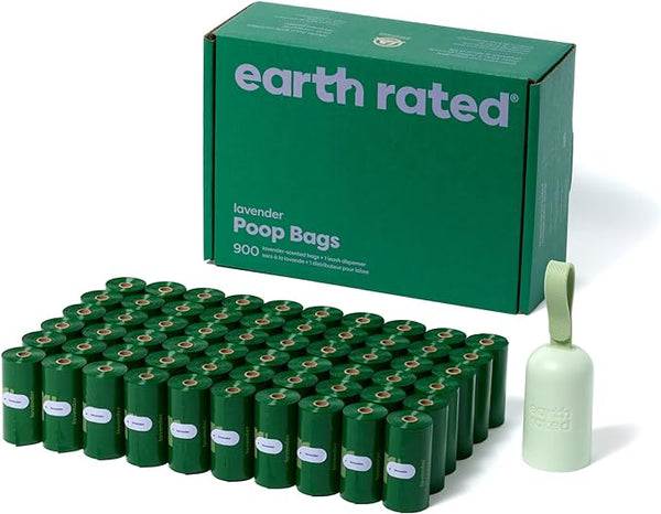 Earth Rated Dog Poop Bag Holder with Dog Poop Bags Rolls, Lavender Scented, 18 rolls