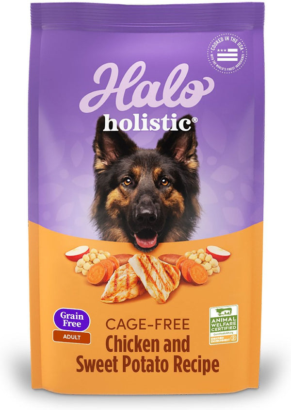 Halo Holistic Complete Digestive Health Grain-Free Chicken & Sweet Potato Dog Food Recipe Adult Dry Dog Food, 21 lb