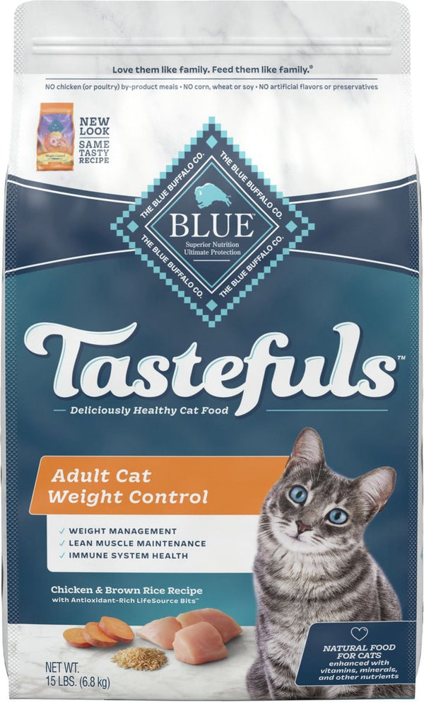 Blue Buffalo Tastefuls Weight Control Natural Chicken Adult Dry Cat Food, 15 lbs