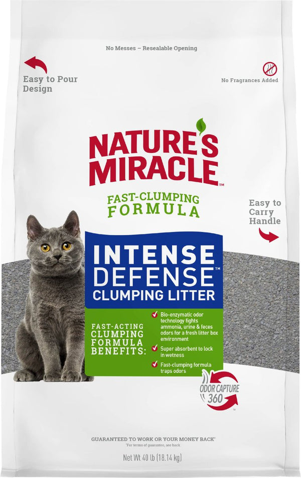 Nature's Miracle Intense Defense Odor Control Cat Litter, 40 lbs