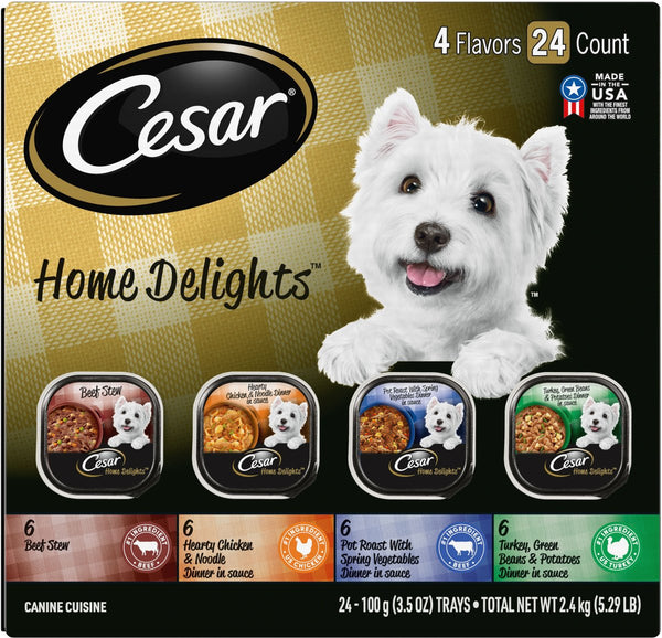 Cesar Home Delights Variety Pack Small Breed Adult Wet Dog Food, 3.5 oz. Trays, Pack of 24