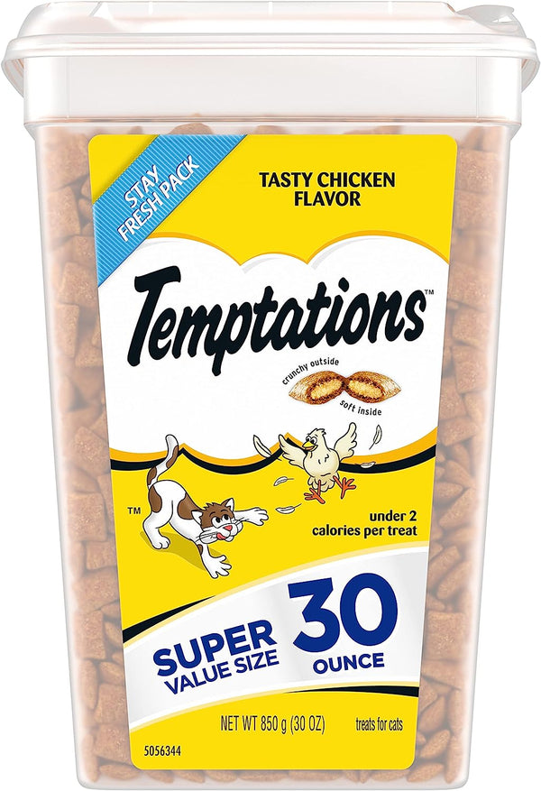 TEMPTATIONS Classic Crunchy and Soft Cat Treats Tasty Chicken Flavor, 30 oz