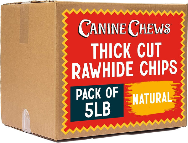 Canine Chews Prime Thick Chips Dog Chew Toy Treats Long Lasting Dog Chew Rawhide Chip Slices, 5 lbs