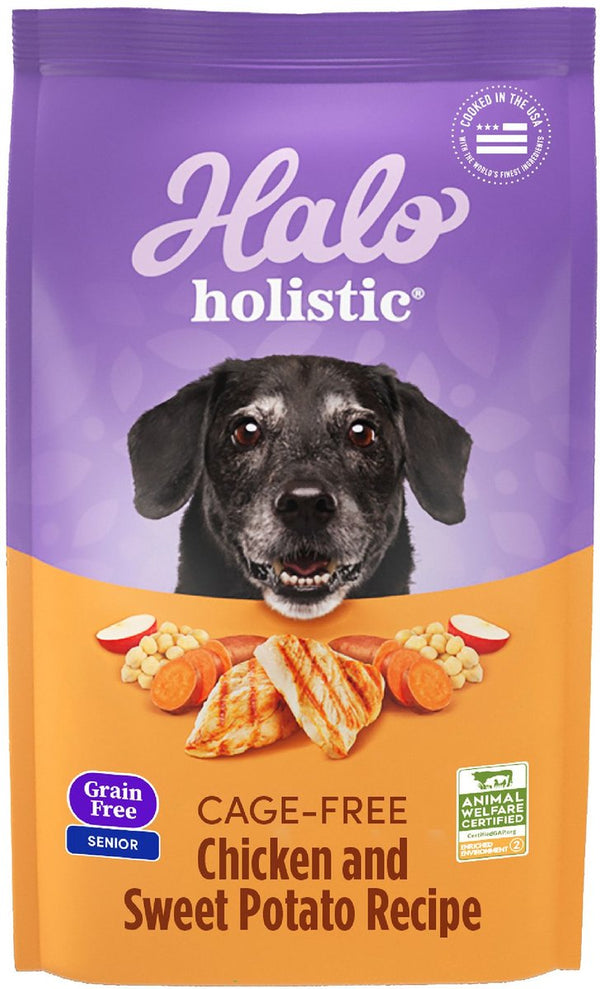 Halo Holistic Complete Digestive Health Grain-Free Chicken & Sweet Potato Recipe Senior Dry Dog Food, 10 lbs