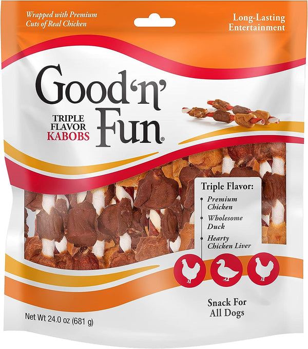 Good'N'Fun Triple Flavored Rawhide Kabobs for Dogs, 1.5 lbs