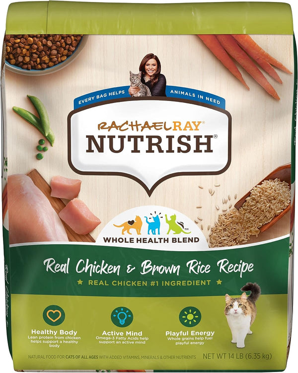 Rachael Ray Nutrish Premium Natural Dry Cat Food, Real Chicken & Brown Rice Recipe, 14 lbs