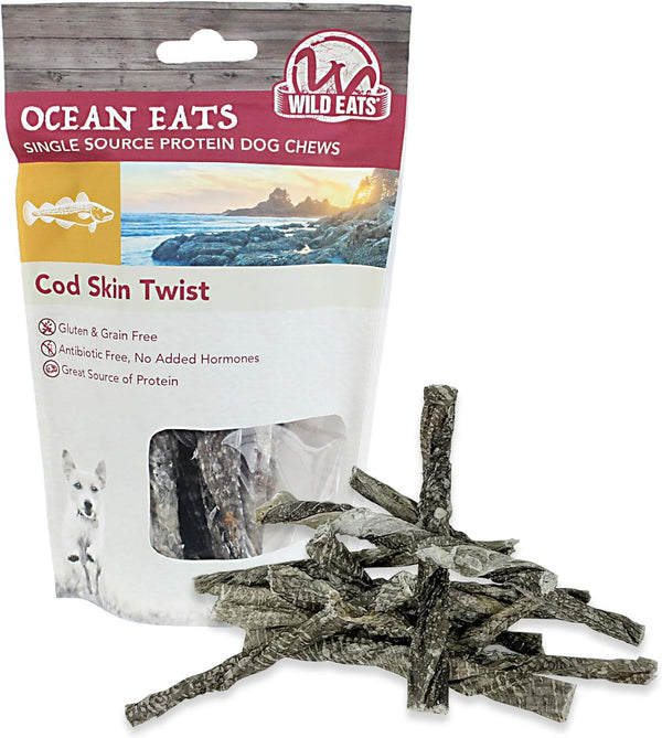 Wild Eats Cod Skin Twists Dog Treats, 2 oz