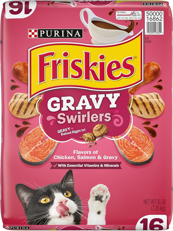 Purina Friskies Dry Cat Food, Gravy Swirlers, 16 lbs