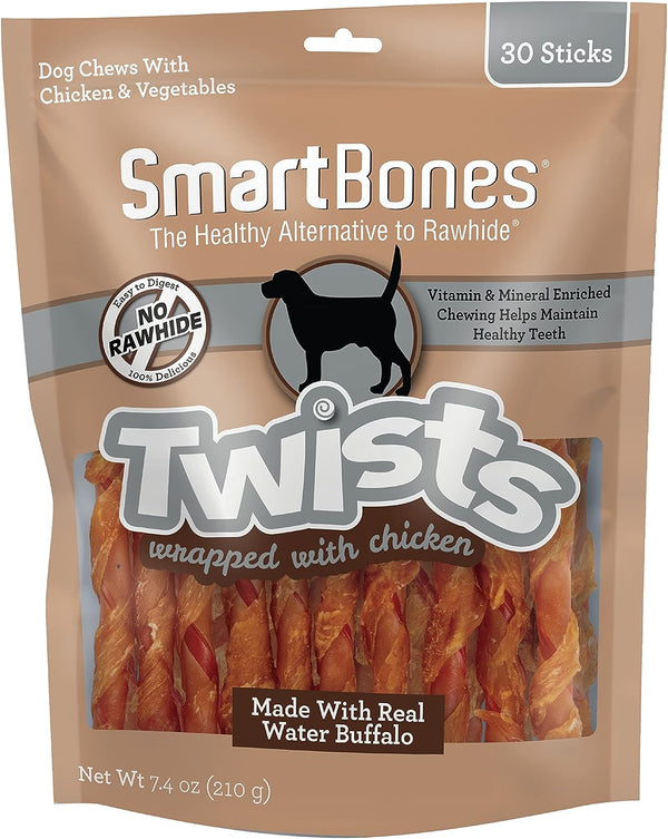 SmartBones Twists Wrapped with Chicken Made with Real Water Buffalo, 30 Count