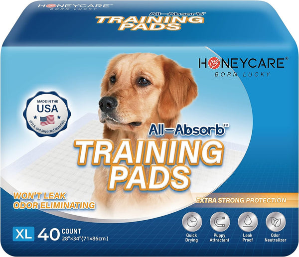 HONEY CARE All-Absorb Dog and Puppy Training Pads, X-Large 28" x 34", 40 Count