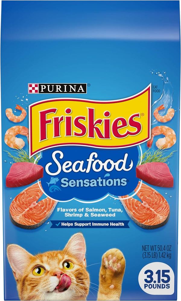 Purina Friskies Dry Cat Food, Seafood Sensations, 3.15 lbs