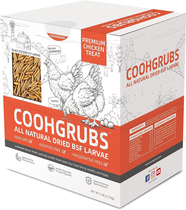 COOHGRUBS Dried Black Soldier Fly Larvae Chicken Treats, 5 lbs