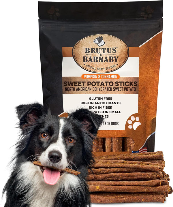 BRUTUS & BARNABY USA Sweet Potato Dog Treats, Cinnamon Pumpkin Crunchy Sticks, 2lb Bag