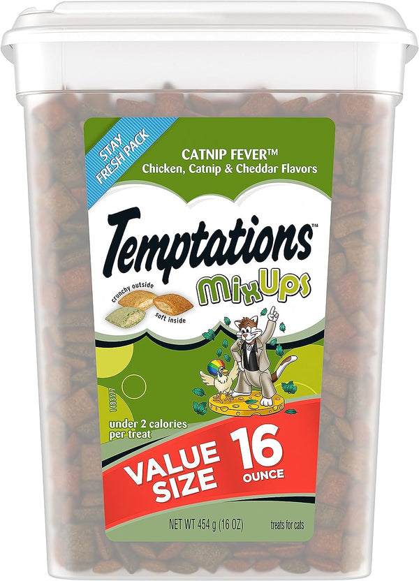 Temptations MixUps Catnip Fever Flavor Soft & Crunchy Cat Treats, 16 oz Tub